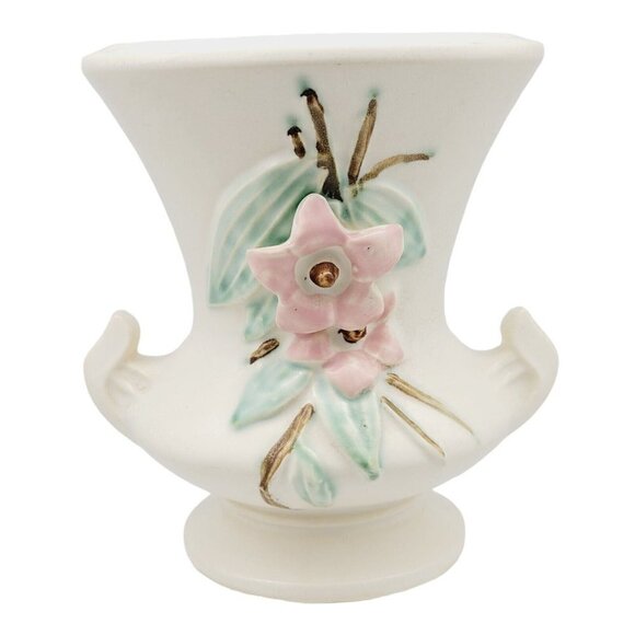 McCoy Ceramic Vase Urn Blossom Time Off White Vintage 1940s Vintage Mid Century - Picture 1 of 10